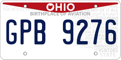 OH license plate GPB9276