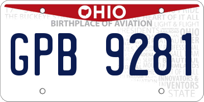 OH license plate GPB9281
