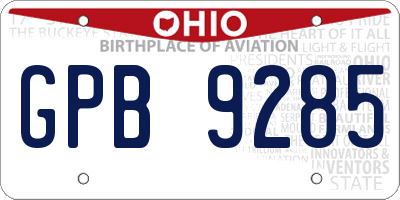 OH license plate GPB9285