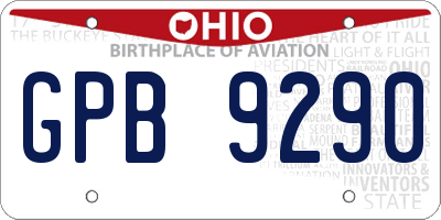OH license plate GPB9290
