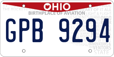 OH license plate GPB9294