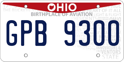 OH license plate GPB9300