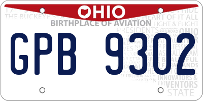 OH license plate GPB9302