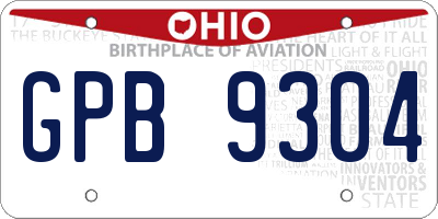 OH license plate GPB9304