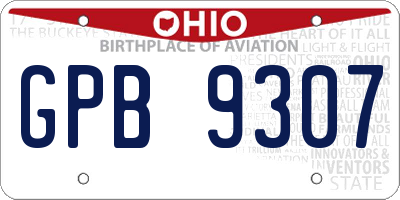 OH license plate GPB9307