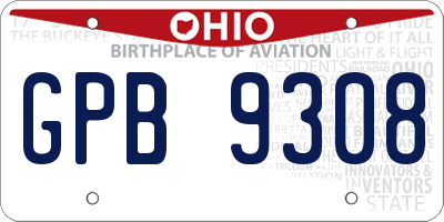 OH license plate GPB9308