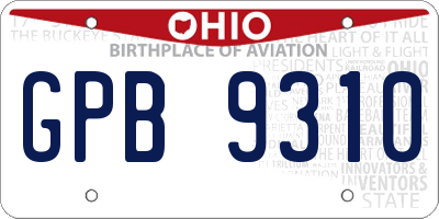 OH license plate GPB9310