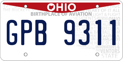 OH license plate GPB9311