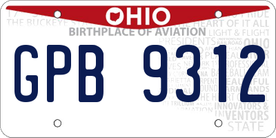 OH license plate GPB9312