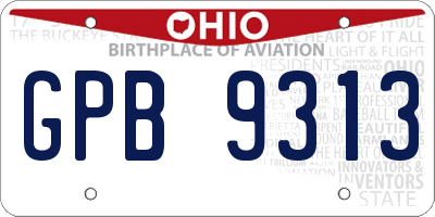 OH license plate GPB9313