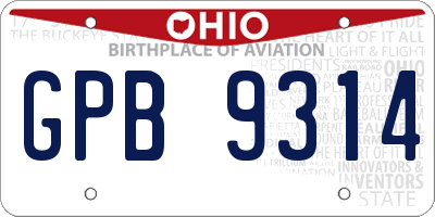 OH license plate GPB9314