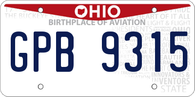 OH license plate GPB9315