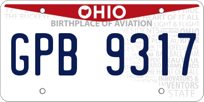 OH license plate GPB9317