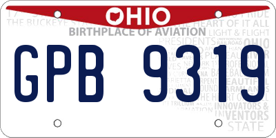 OH license plate GPB9319