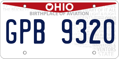 OH license plate GPB9320