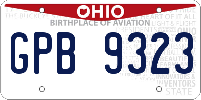 OH license plate GPB9323