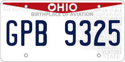 OH license plate GPB9325