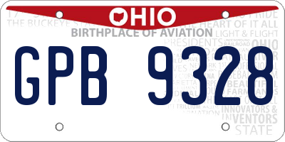 OH license plate GPB9328