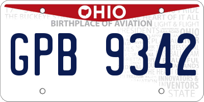 OH license plate GPB9342