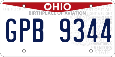OH license plate GPB9344