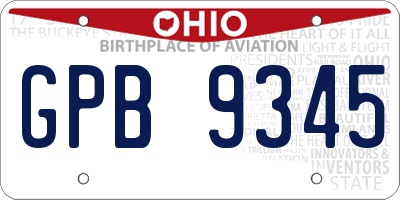 OH license plate GPB9345