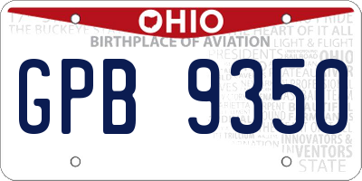 OH license plate GPB9350