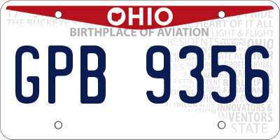 OH license plate GPB9356