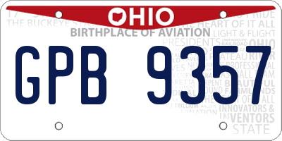 OH license plate GPB9357