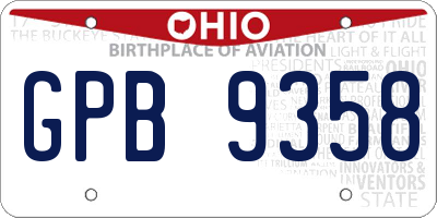 OH license plate GPB9358