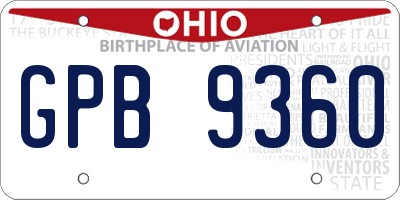 OH license plate GPB9360