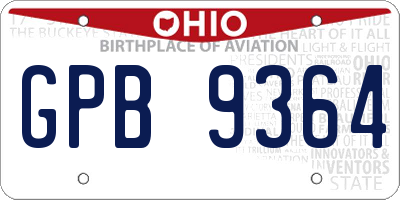 OH license plate GPB9364