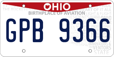 OH license plate GPB9366