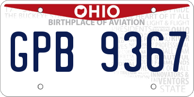 OH license plate GPB9367