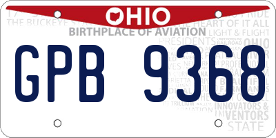 OH license plate GPB9368