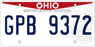 OH license plate GPB9372