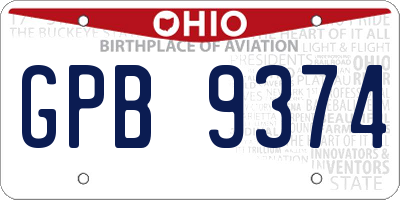 OH license plate GPB9374