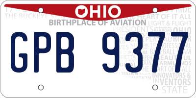 OH license plate GPB9377