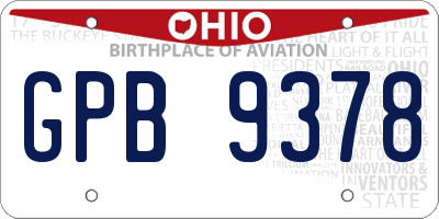 OH license plate GPB9378