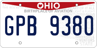OH license plate GPB9380