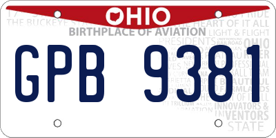 OH license plate GPB9381