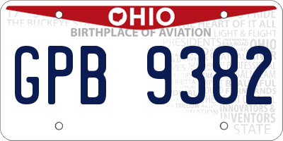 OH license plate GPB9382