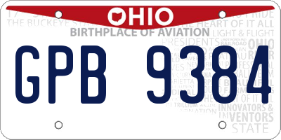 OH license plate GPB9384