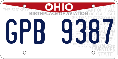 OH license plate GPB9387