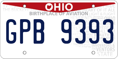 OH license plate GPB9393