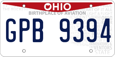 OH license plate GPB9394