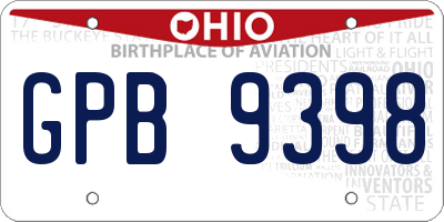 OH license plate GPB9398
