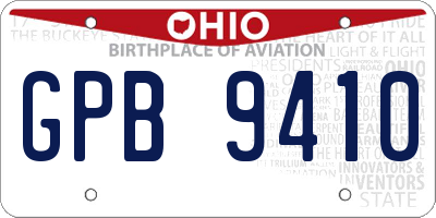 OH license plate GPB9410