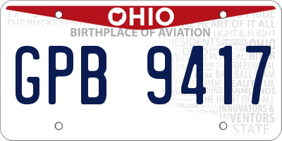 OH license plate GPB9417