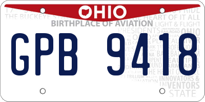 OH license plate GPB9418