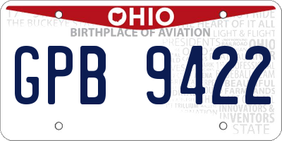 OH license plate GPB9422